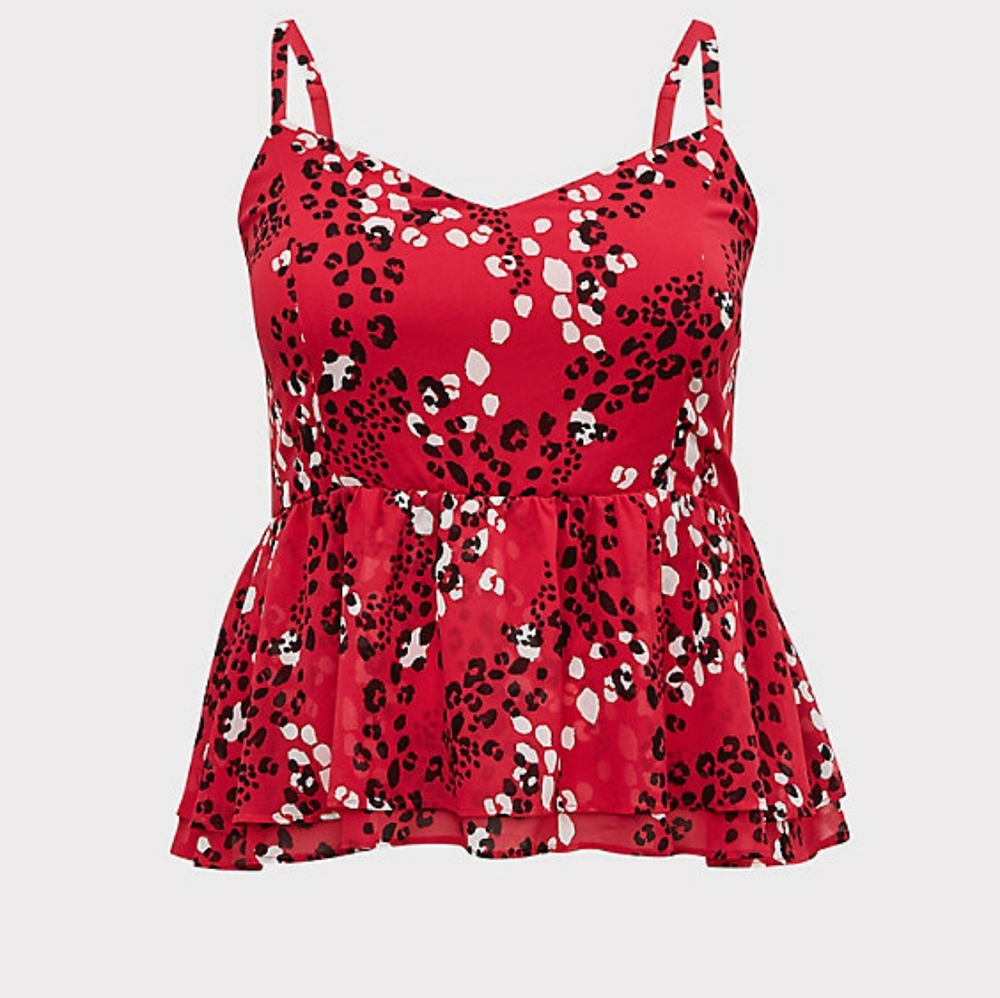 Torrid Fuschia Leopard Chiffon Peplum Midi Cami 5X